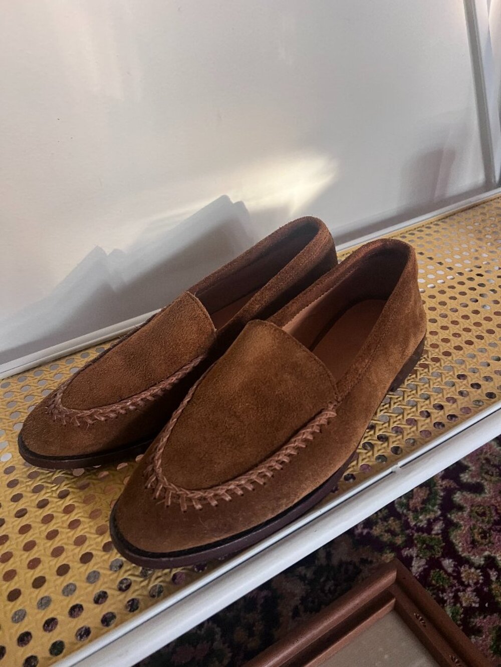 Size 7.5 Tecovas The Claire Brown Suede Loafers